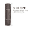 BK Products 1/2 in. MPT x 3 in. L Black Steel Nipple (Pack of 5)
