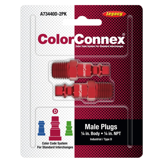 Legacy ColorConnex Aluminum/Steel Air Plug 1/4 in. Male 2 pc