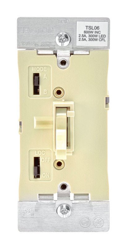Leviton Ivory 600 W Toggle Dimmer Switch 1 pk