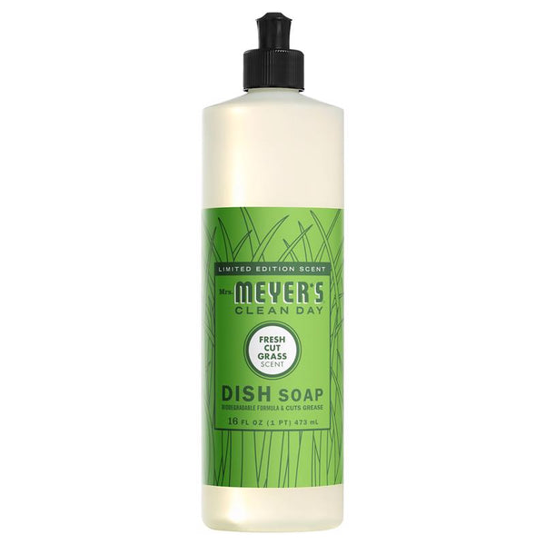 Jabón líquido para platos Mrs. Meyer's Clean Day con aroma a hierba recién cortada, 16 oz, paquete de 1 (paquete de 6)