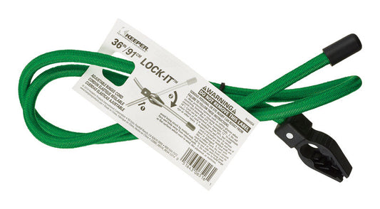 Keeper Lock-It Green Adjustable Bungee Cord 36 in. L x 0.5 in. 1 pk (Pack of 24)