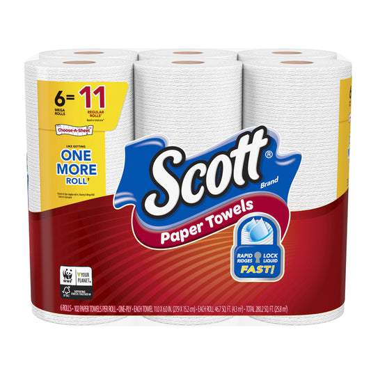 Scott Choose-A-Sheet Paper Towels 102 sheet 1 ply 6 pk (Pack of 4)