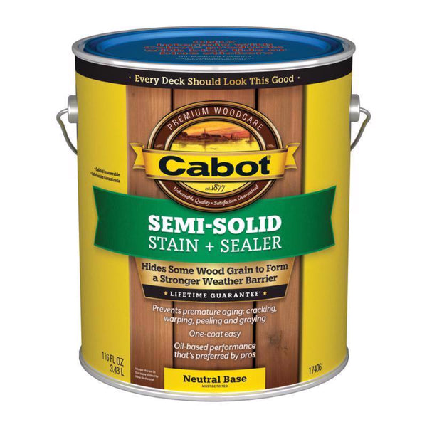Cabot Semi-Solid Low VOC Semi-Solid Tintable Neutral Base Oil-Based Alkyd Deck and Siding Stain 1 gal (Pack of 4)
