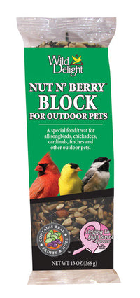 Wild Delight Assorted Species Bird Food Block Nut 'N Berry 13 oz. (Pack of 10)