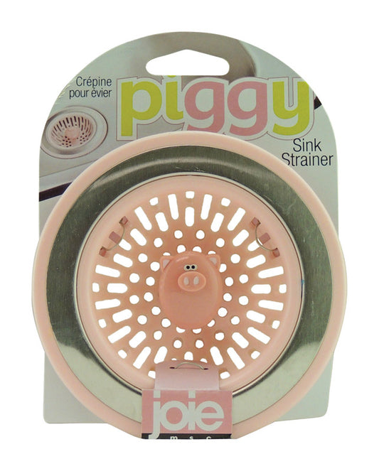 Joie Piggy Pink/Silver Plastic/Stainless Steel Sink Strainer