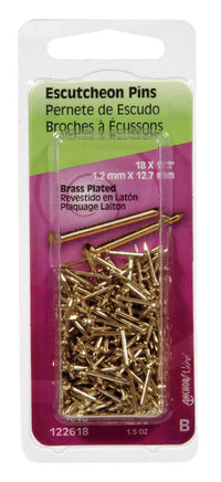 Hillman 18 Ga. x 1/2 in. L Brass-Plated Steel Escutcheon Pins 1 pk 1.5 oz. (Pack of 6)