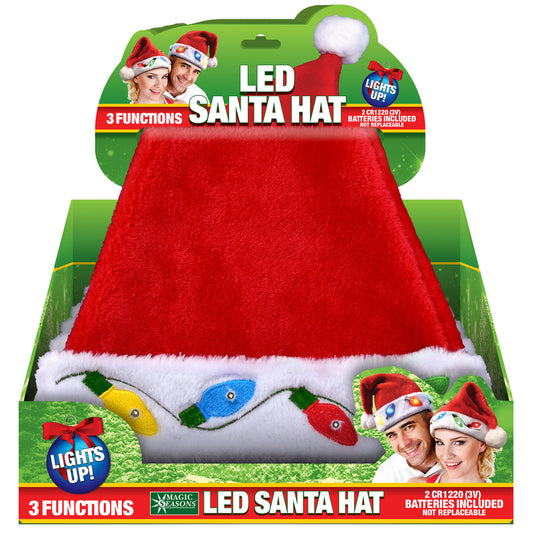 Magic Seasons LED Santa Hat Plush 1 pc (Pack of 12)