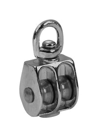 Baron 1 in. D Nickel Iron Fixed Eye Double Sheave Rigid Eye Pulley
