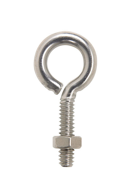 Hampton 3/16 in. x 1-1/2 in. L Stainless Steel Eyebolt Nut Included (Pack of 10)