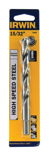 Irwin 15/32 in. X 5-3/4 in. L High Speed Steel Drill Bit Straight Shank 1 pc