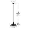 Globe Electric Barnyard Matte Black Steel 60W 120V E26 Pendant Light 50 H x 15.9 W x 15.9 D in.