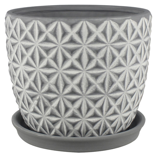 Trendspot Tribeca 8 in. D Ceramic Planter Charcoal (Pack of 2)