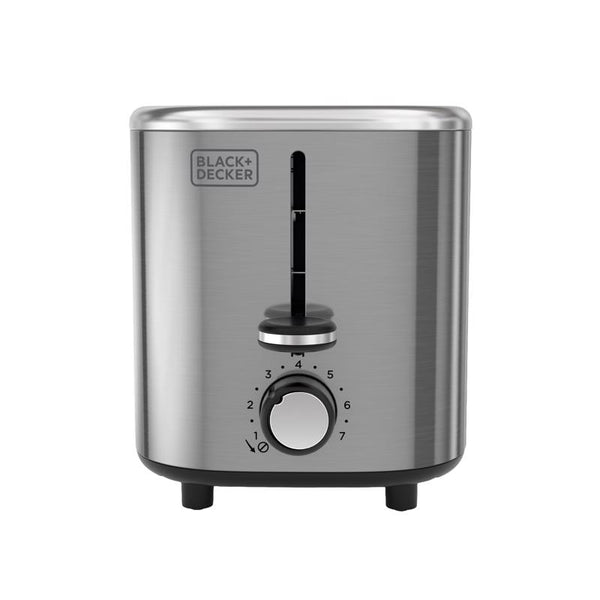 Tostadora Black+Decker de acero inoxidable plateada, de 2 ranuras, 8.03 in. H X 7.2 in. W X 11.88 in. D