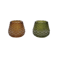 Creative Co-Op Amber/Green Glass Pinecone Tealight Holder Table Decor (Pack of 12)