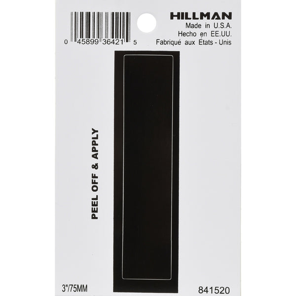 Letra I autoadhesiva de vinilo negro de 3 pulgadas de Hillman, 1 unidad (paquete de 6)