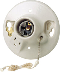 Leviton Porcelain Incandescent Medium Base Pull Chain Socket w/Outlet 1 pk - Open Box