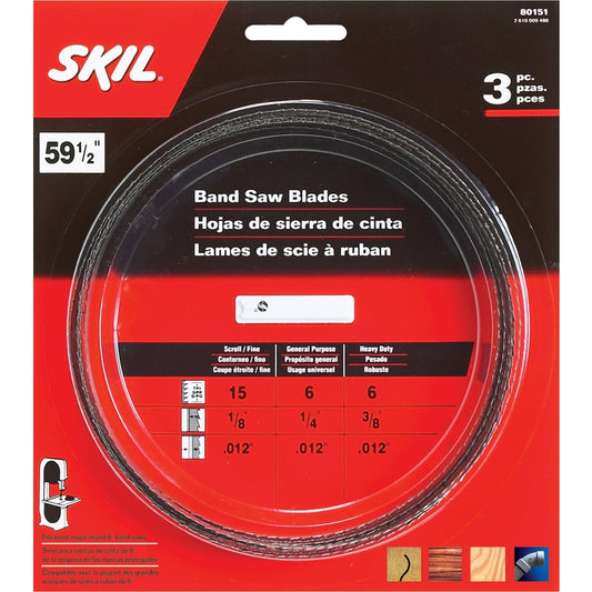 SKIL 59.5 in. W Steel Band Saw Blade Set 3 pk