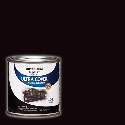 Rust-Oleum Painters Touch Gloss Black Ultra Cover Paint Indoor and Outdoor 200 g/L 0.5 pt.