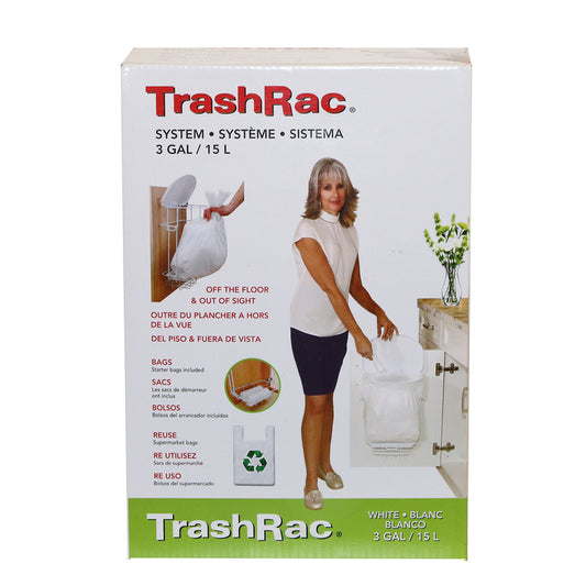 Sunbeam TrashRac 3 gal White Plastic Wastebasket