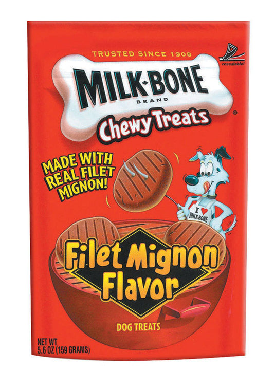 Milk Bone Chewy Treats Filet Mignon Flavor Biscuit For Dog 5.6 oz. (Pack of 10)