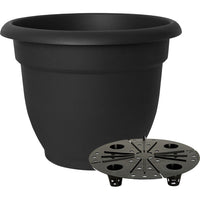 Bloem Ariana Self-Watering Planter 16 in. Dia. Plastic Flower Pot with Insert Black