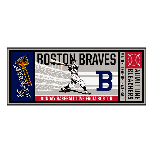 MLB - Atlanta Braves  Retro Collection Ticket Runner Rug - 30in. x 72in. - (1946 Boston Braves)