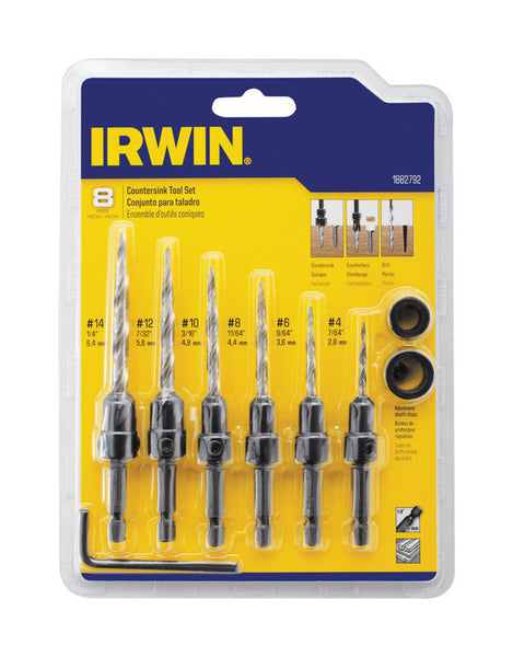Avellanador de madera Irwin Multi Size D de acero, 8 piezas