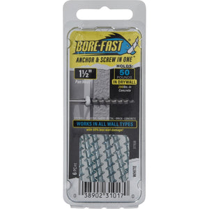 Bore-Fast 3/16 in. D X 1-1/2 in. L Steel Pan Head Screw and Anchor 6 pc (Pack of 10)