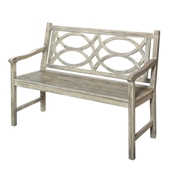 Banco de patio de madera gris con poste de Jack, 36 pulg. de alto x 48 pulg. de largo x 25 pulg. de profundidad