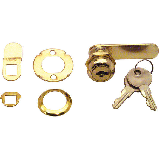 Prime-Line Bright Brass Gold Steel Cabinet/Drawer Lock