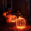 Celebrations White 216 ct 14 in. LED Prelit Short Foldable Pumpkin Tabletop Decor