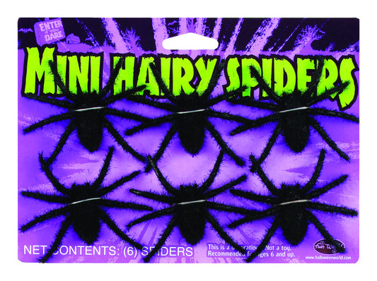 Fun World Mini Hairy Spiders Halloween Decoration 5 in. H x 7.5 in. W 6 pk (Pack of 12)