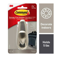 3M Command 4-1/8 in. L Brushed Nickel Metal Large Forever Classic Coat/Hat Hook 5 lb. capacity (Pack of 4)