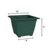 Bloem Dayton Ocean Turtle Green Resin UV-Resistant Square Planter Box 11 H x 15 W x 15 D in.