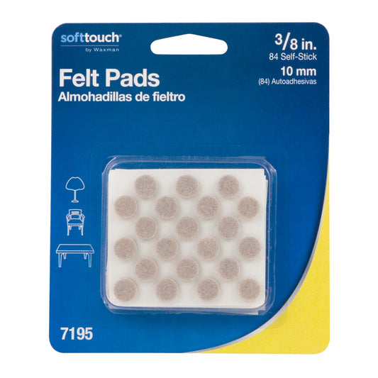 Softtouch Felt Self Adhesive Protective Pad Tan Round 3/8 in. W 84 pk
