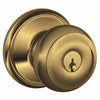 Schlage Georgian Antique Brass Keyed Entry Door Knob 1-3/4 in.