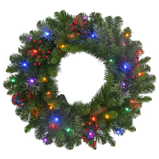 Celebrations Home 26 in. D LED Prelit Decorated Multicolored Mixed Cedar Pine Wreath (Pack of 4)