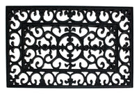 J & M Home Fashions 30 in. L X 18 in. W Black Wrought Iron Rubber Door Mat