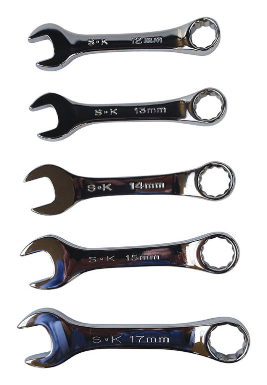 SK Professional Tools 12 Point Metric Short Combination Wrench Set 5 pc