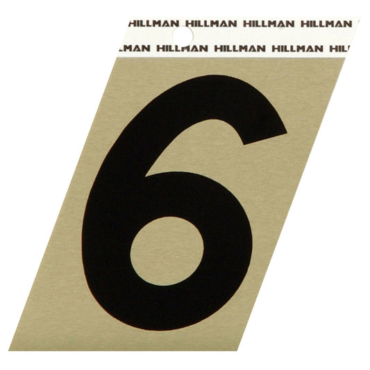 Hillman 3 in. Reflective Black Metal Self-Adhesive Number 6 1 pc (Pack of 3)