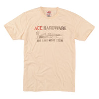 Ace Vintage Threads S Short Sleeve Men's Crew Neck Cream Tee Shirt