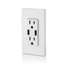 Leviton White Thermoplastic 15A 125V 14 to 12 ga. 5-15R Tamper-Resistant Outlet & USB Charger