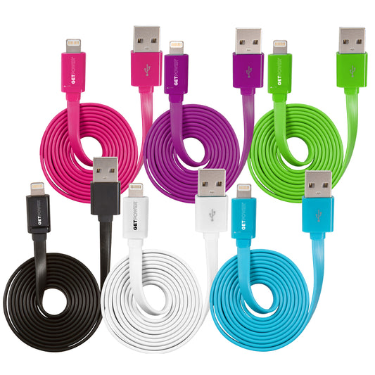 Get Power Multicolored Lightning Cable 3 ft. L (Pack of 30)