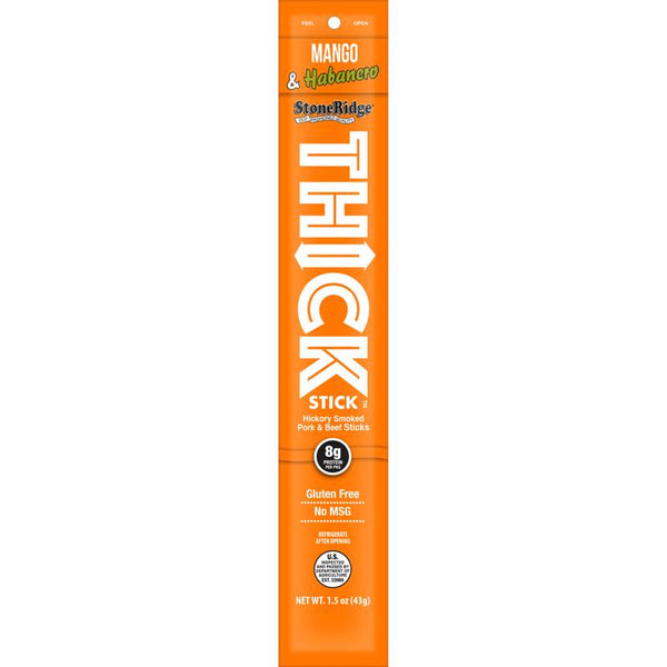 StoneRidge Wholesale Thick Stick Mango Habanero Meat Sticks 1.5 oz Shrink Wrapped (Pack of 15)