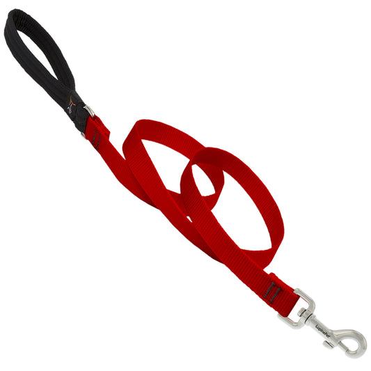 Lupine Pet Basic Solids Red Red Nylon Dog Leash