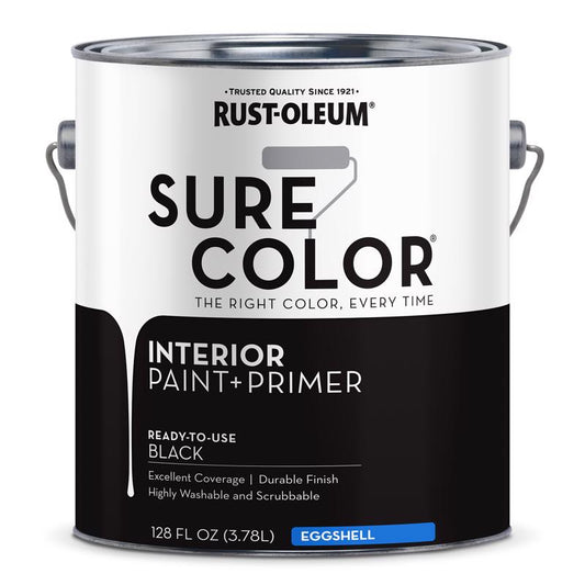 Rust-Oleum Sure Color Eggshell Black Water-Based Paint + Primer Interior 1 gal (Pack of 2)