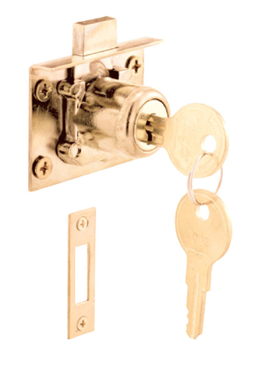 Prime-Line Bright Brass Gold Steel Cabinet/Drawer Lock