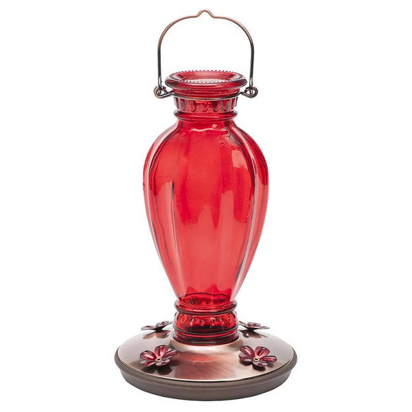 Comedero para colibríes Perky-Pet, florero de vidrio Daisy vintage, 18 oz, néctar, 4 puertos (paquete de 2)