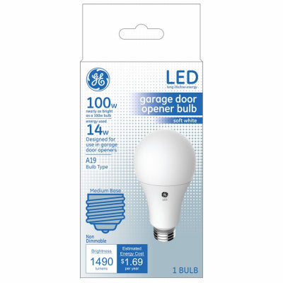 GE A19 E26 (Medium) LED Garage Door Bulb Soft White 100 Watt Equivalence 1 pk
