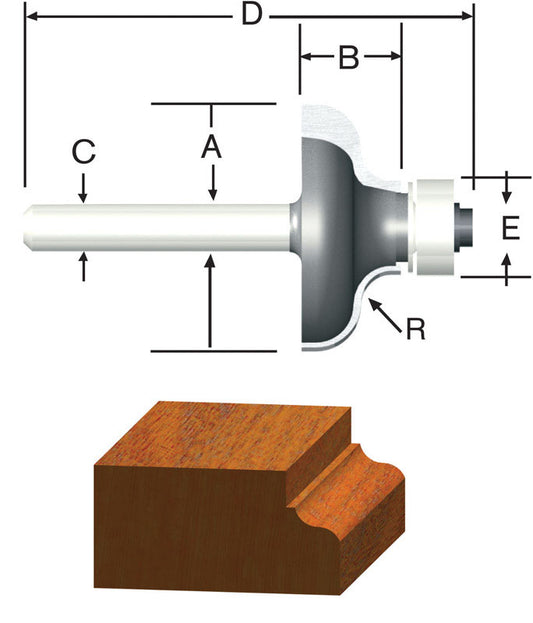 Vermont American 1-1/2 in. D X 1/4 in. X 2-1/4 in. L Carbide Tipped Ogee Router Bit